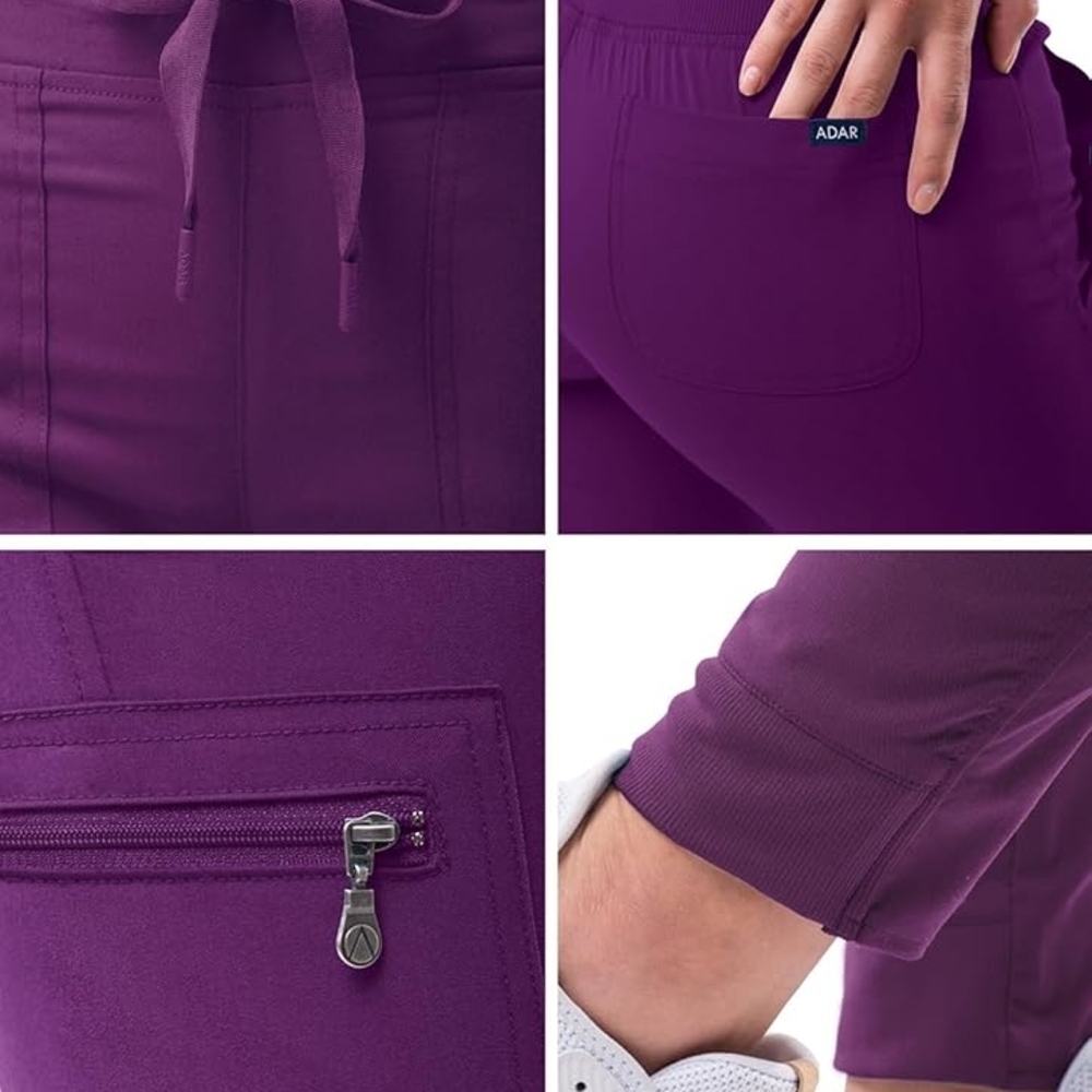 ADAR Women's Bold Purple Eggplant Scrub Pants Size Large - Picture 4 of 10